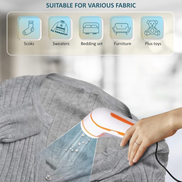 Electric Lint Remover | 1 Year Warranty| with 3 Leaf Blade, 9500 RPM Turbo Motor, Honeycomb Mesh, Safety Cover, lint Remover for Clothes White and Orange - Image 7