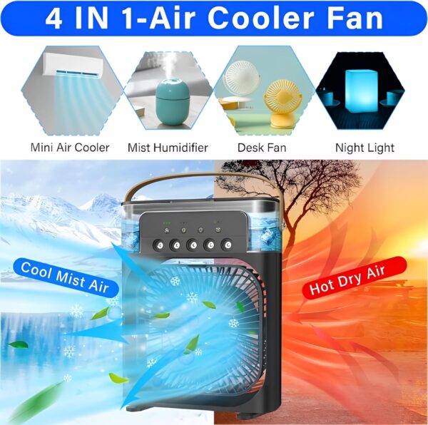 Portable-Air-Conditioner-Small-Ac-Quaite-Personal-Air-cooler-Usb-Power-Mini-Desktop-Cooling-Misting-fan-1/2/3-Timer-With-speed-360-Adjustable-Tap-For-Office-Room-Desk-Water-Tank-Home-Kitchen - Image 5