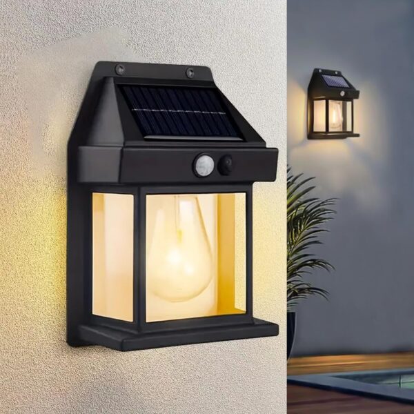 Solar Wall Lights Outdoor Motion Sensor Auto Chargeable Exterior LED Sconce Front Porch Security Lamps waterproof for Patio Garden (Pack of 1, Warm Yellow)