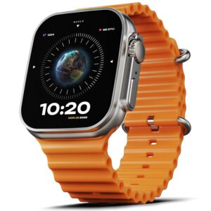 Crown Smart Watch 1.95” Display, Bluetooth Calling, Working Crown, Zinc Alloy Frame, 900 Nits Brightness, AI Voice Assistant, SpO2 Monitoring, 100+ Sports Mode (Orange)