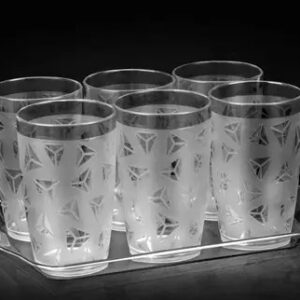 Blueberry (Pack of 6) Dimond Curved Shaped Glasses / Unbreakable Prism Pattern Water/Juice Drinking Glasses Set Of 6 ( Clear, Plastic) / Each glass has capacity of 300ml