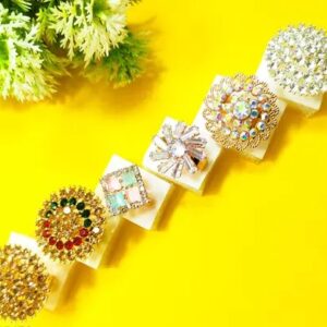 Combo Of 6 Partywear Multicolour Adjustable Rings