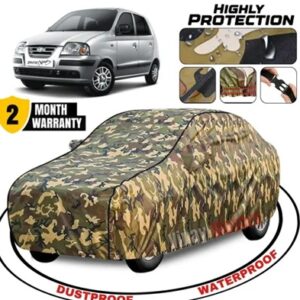 Waterproof Car Cover For Hyundai Santro with Triple Stitched Fully Elastic Body Protection Car Cover for Hyundai Santro Xing Waterproof UV Protection & Dust Proof Full Tested Premium Fabric with Mirror Pockets Santro Xing Car Cover Sun Protection Santro Car Cover Waterproof