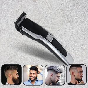 THE DIFFERENCE HTC AT-538 Rechargeable Hair Beard Trimmer for Men Trendy Styler HTC Trimmer Stainless Steel Sharp Blade Beard Shaver (Black)