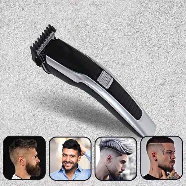 THE DIFFERENCE HTC AT-538 Rechargeable Hair Beard Trimmer for Men Trendy Styler HTC Trimmer Stainless Steel Sharp Blade Beard Shaver (Black) - Image 2