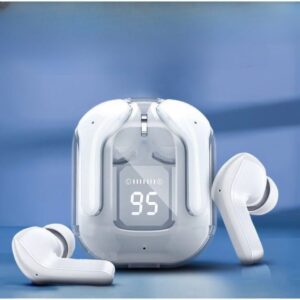 UltraPods Max TWS Earbuds Pro Bluetooth | Transparent Design | Fast Charging | 13mm HD Bass Drivers | Built-in Mic | Running, Outdoors, Music Sound (White)