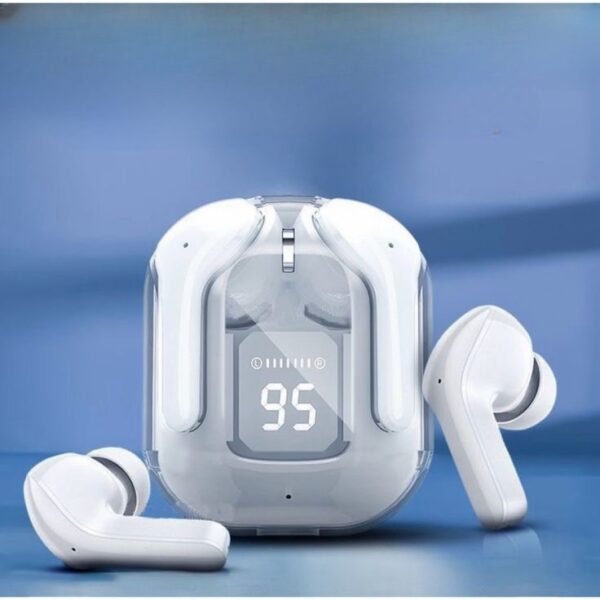 UltraPods Max TWS Earbuds Pro Bluetooth | Transparent Design | Fast Charging | 13mm HD Bass Drivers | Built-in Mic | Running, Outdoors, Music Sound (White)