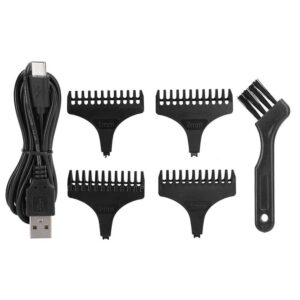 VGR V-071 Professional Hair Trimmer with Precision T-Blade, Turbo Function, 120-Min Runtime, Corded & Cordless Use, Type-C USB Charging, Red/Green Indicator Lights, 3 Guide Combs (Silver)