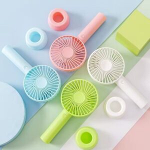 Classic Handheld Mini USB Desk Fan, Small Personal Portable USB Rechargeable Battery/USB Operated Small Fan, for Travel, Office, Indoor-Outdoor, with Stand & USB Cable, Random Color, Pack of 1