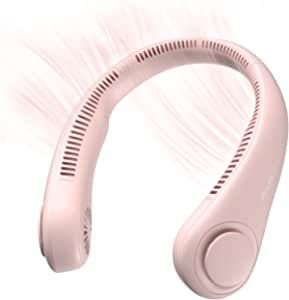 Portable Neck Fan, Hands Free Wearable Bladeless Fan, Ultra Light Rechargeable Mini USB Fan for Travel/Home/Office, 3 Speeds PINK