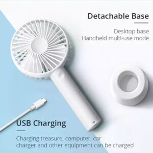 Mini Portable Hand Fan – Powerful Brushless Motor, 3-Speed Large Blades, Noise-Cancelling, 1500mAh USB Rechargeable Battery (Up to 6Hrs) – Ideal for Kitchen, Makeup, Travel (White, X3)