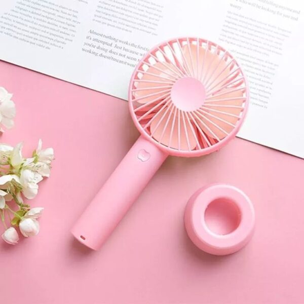 Classic Handheld Mini USB Desk Fan, Small Personal Portable USB Rechargeable Battery/USB Operated Small Fan, for Travel, Office, Indoor-Outdoor, with Stand & USB Cable, Random Color, Pack of 1 - Image 4
