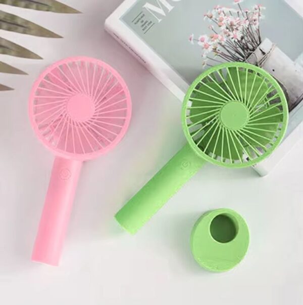 Classic Handheld Mini USB Desk Fan, Small Personal Portable USB Rechargeable Battery/USB Operated Small Fan, for Travel, Office, Indoor-Outdoor, with Stand & USB Cable, Random Color, Pack of 1 - Image 4