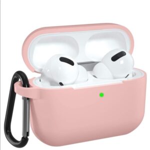 Air Pods Pro & Case Cover, Shockproof Washable Silicone Protective Cover Case with Carabiner Front LED Visible