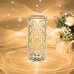 Crystal Lamp Light/16 Color Changing Diamond Shape Table Lamp/USB C Rechargeable Night Lamps/Touch with Remote Control for Bedroom/Living Room/Party-Dinner/Home Decor(Multicolor/1 Piece), LED