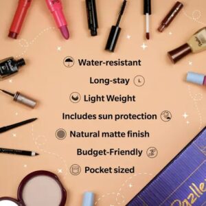 Dazller New Mini Glam Kit | 11-in-1 | Full face makeup | Pocket-sized | Budget-friendly | Water-resistant | Lightweight | Sheer Matte | Biscotti (Medium)
