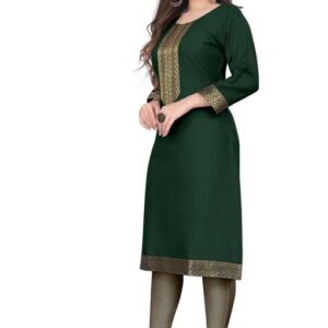 Desigener Kurtis New Collection Plain Cotton Golden Lace Border Pattern Casual Kurta for Girls & Women
