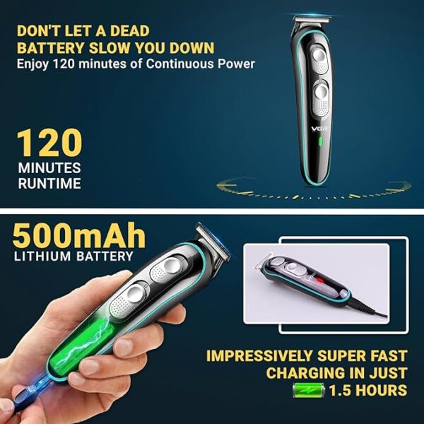VGR V-055 Professional Hair Trimmer Corded & Cordless Runtime: 120 min Trimmer for Men (Black, Green) - Image 4