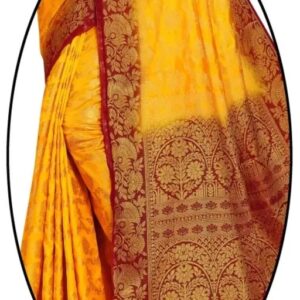 NEW BANARASI SILK SAREE WITH UNSTICHED TASSELS & LATKAN