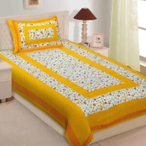 Cotton Jaipuri Single Bedsheet 1 Bedsheet with 1 Pillow cover
