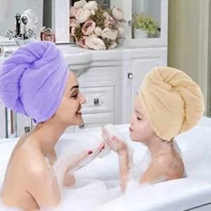 Clearance Mela Special,Primium Quality Stylish Hair Towel Wrap Turban Microfiber, Hair Drying Towels Quick Dry Hair Hat Drying Shower Head Towels Wrapped Bath Cap Anti Frizz Hair Care Dryer Towel for Women Girl Wet/Long/Curly/Thick Hair Shower Caps / hair wrap towel ( (MULTICOLOR) Pack Of 2