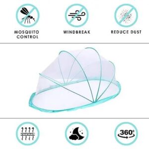 WE CLEVER Big Size Foldable Baby Mosquito Net, Bottomless Net for Infants, for Safe & Easy Use | Ensures Your Baby’s Safe Sleep 135 x 65 x 65cms, for Babies & Toddlers (Green, 0 to 24 Months)