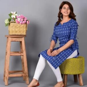 Stylish Casual Wear Cotton Kantha Pattern Kurti