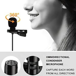Dual Head Condenser Collar Mic Wired Lavalier Mic Noises Cancelling Clip On Mic Microphone, for Singing/YouTube/Smartphones High-Performance Microphone (Black)