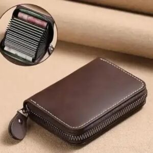 High Quality Zipper, 9 Slots Leather Credit Card Holder | ATM Card Holder For Mens and Womens (PACK OF 1)(Light Brown)