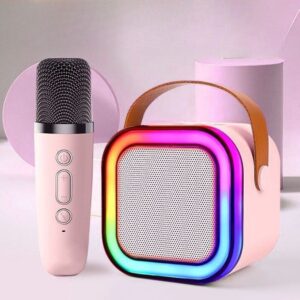 Mini Karaoke Machine for Kids Adults, UZSOMX Portable Bluetooth Speakers and 2 Wireless Microphones Song Toys with LED Light, Chritmas Birthday Toys Gifts for Girls Boys Toddler Teens