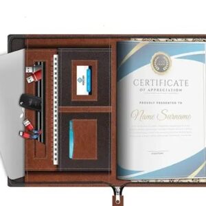Professional File Folder for Documents | Certificates Holder with Leatherette Material with 20 Leafs | Size B4 (Mix Brown)