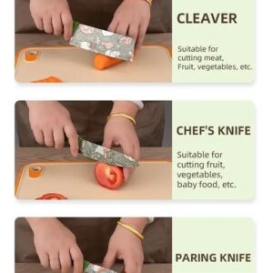 Knife Set for Kitchen Professional 3 Pieces High Carbon Stainless Steel Colour Printed Coated Chef Knife I Utility Knife I Sontuku Knife I Kitchen Knives with Ergonomic Handle(DARK GREEN)