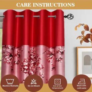Polyester Semi Transparent Curtains 7ft for Door Printed Curtain for Bedroom, Living Room (Single/Pink)