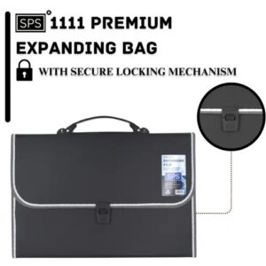 13 Pocket Expanding File Folder – Fits A4, Foolscap, and Legal Documents – Black