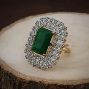 Gold Metal & Stones Ring for Women