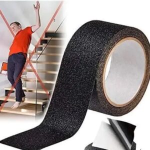 Anti Slip Black Color Tape (5 CM X 5M) | High Traction Abrasive Tape for Slippery Floors, Staircase, Ramps, Indoor, Outdoor Waterproof, Strong Traction Grip Tape (ANTI SLIP TAP)