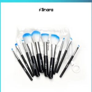 MINARA Makeup Brush Applicator Set of 10 with Easy to Carry Pouch (Black)