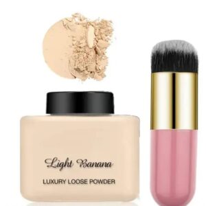 K.Y.L.Plus Professional Waterproof Long Lasting Light Banana HD Makeup Setting Loose Face Powder Compact With Brush High Coverage For Glowing For Girls & Women Natural Finish Pack Of 2
