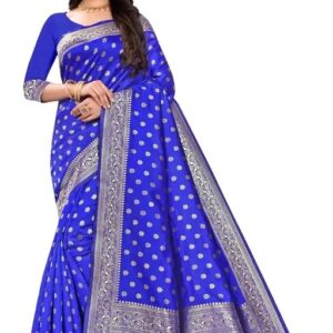 Women’s Soft Banarasi Silk Saree New Collection Sarees With Blouse Piece Firozi