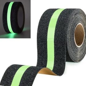 Anti Slip Glow Tape Non-Slip Grip Tape for Stairs & Slippery Surfaces, Self-Adhesive Radium Glow in The Dark Tape, Fall Resistant Skid Strips (2 InchX16.4 Foot)
