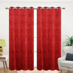 Myra Collection Premium Velvet Embossed Curtain Set of 2 pc