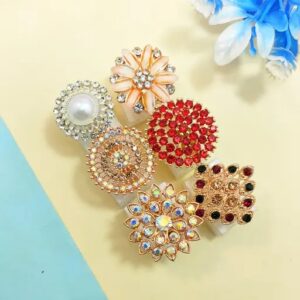 Combo Of 6 Partywear Multicolour Adjustable Rings
