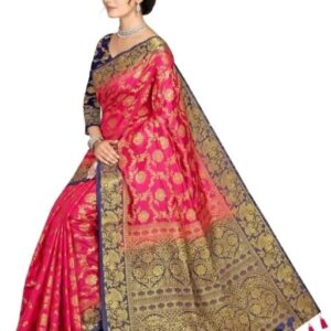NEW BANARASI SILK SAREE WITH UNSTICHED TASSELS & LATKAN