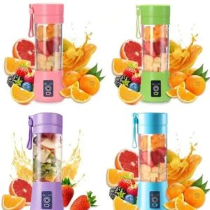 Portable USB Rechargeable Juicer Blender | 4 Sharp Blades Electric Smoothie Maker | Travel-Friendly Mini Mixer for Fruits & Vegetables | Personal Juice Maker Bottle for Gym, Office & Home | Compact & Lightweight Protein Shake Blender