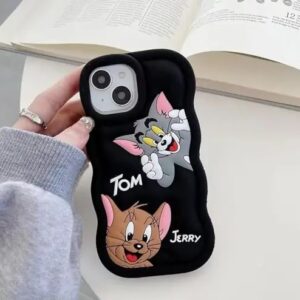 Tom and Jerry iPhone 13 Case, Rubber Protective Cover, Black
