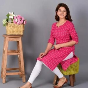 Stylish Casual Wear Cotton Kantha Pattern Kurti