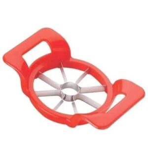 Apple Cutter Stainless Steel Blades Fruit Slicer, Alternative for Apple Cutter Machine, Stainless Steel Blade Apple Fruit Cutter and Slicer for Precision Cutting, Easy Grip Apple Slicer Red