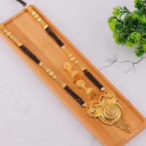 Jewellery One Gram Gold plated jewelry Stylish Pendant Mangalsutra tanmaniya Black Bead chain For Women and Girls Brass Mangalsutra Alloy Mangalsutra Brass Mangalsutra