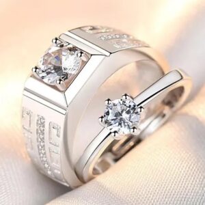 King and Queen Adjustable Couple Rings for lovers Love Birds Fashionable Adjustable LOVE Theme Couple Ring for Husband & Wife / Men & Women / Boys & Girls / Boyfriends & Girlfriends & for Wedding / Anniversary / Birthday / Anniversary / Birthday Gift / Proposal Ring
