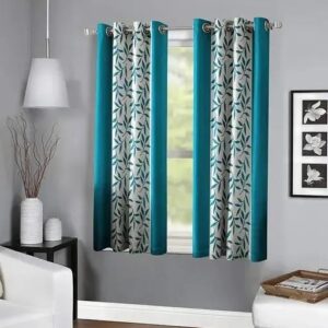 Shivaaksh Kolavery Polyester Window Curtains 5 feet, Pack of 2 Navy Blue (Blue, Window 5 Feet)